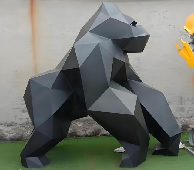 幾何切面不銹鋼大猩猩雕塑動(dòng)物造型